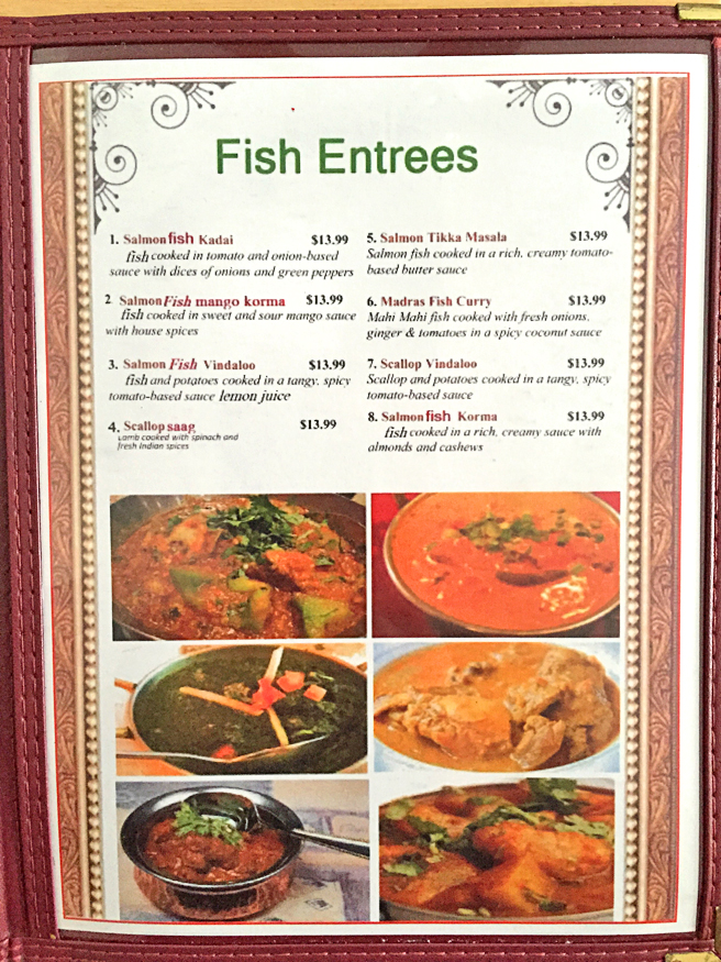 Menu New Taste of India