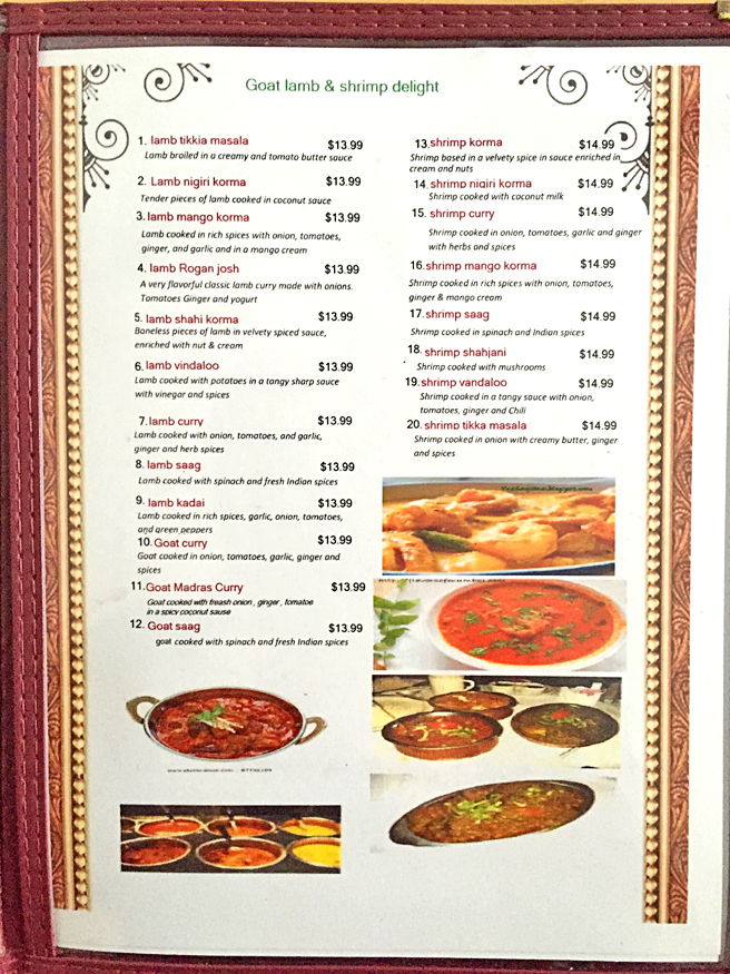 Menu New Taste Of India