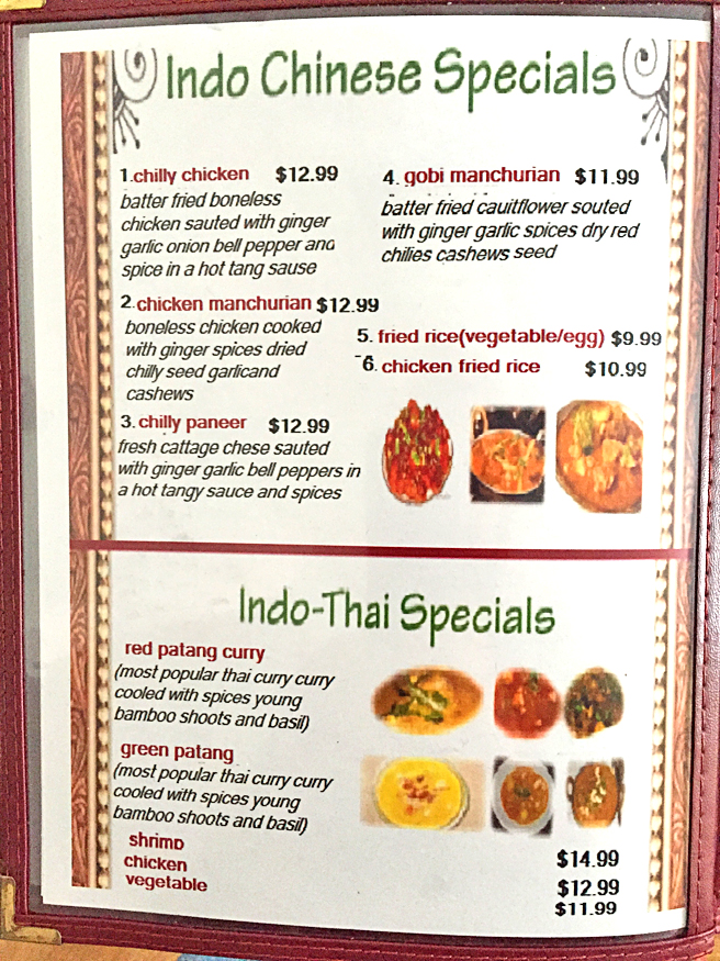 Menu - New Taste of India